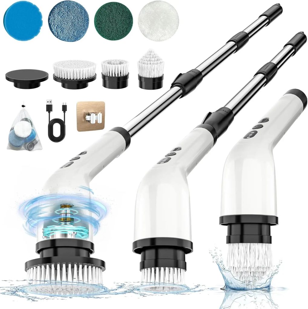 Electric Cleaning Brush with 7PCS Heads Bathroom Kitchen Cordless Handheld Shower Scrubber Spin Cleaner Multifunctional Cleaner