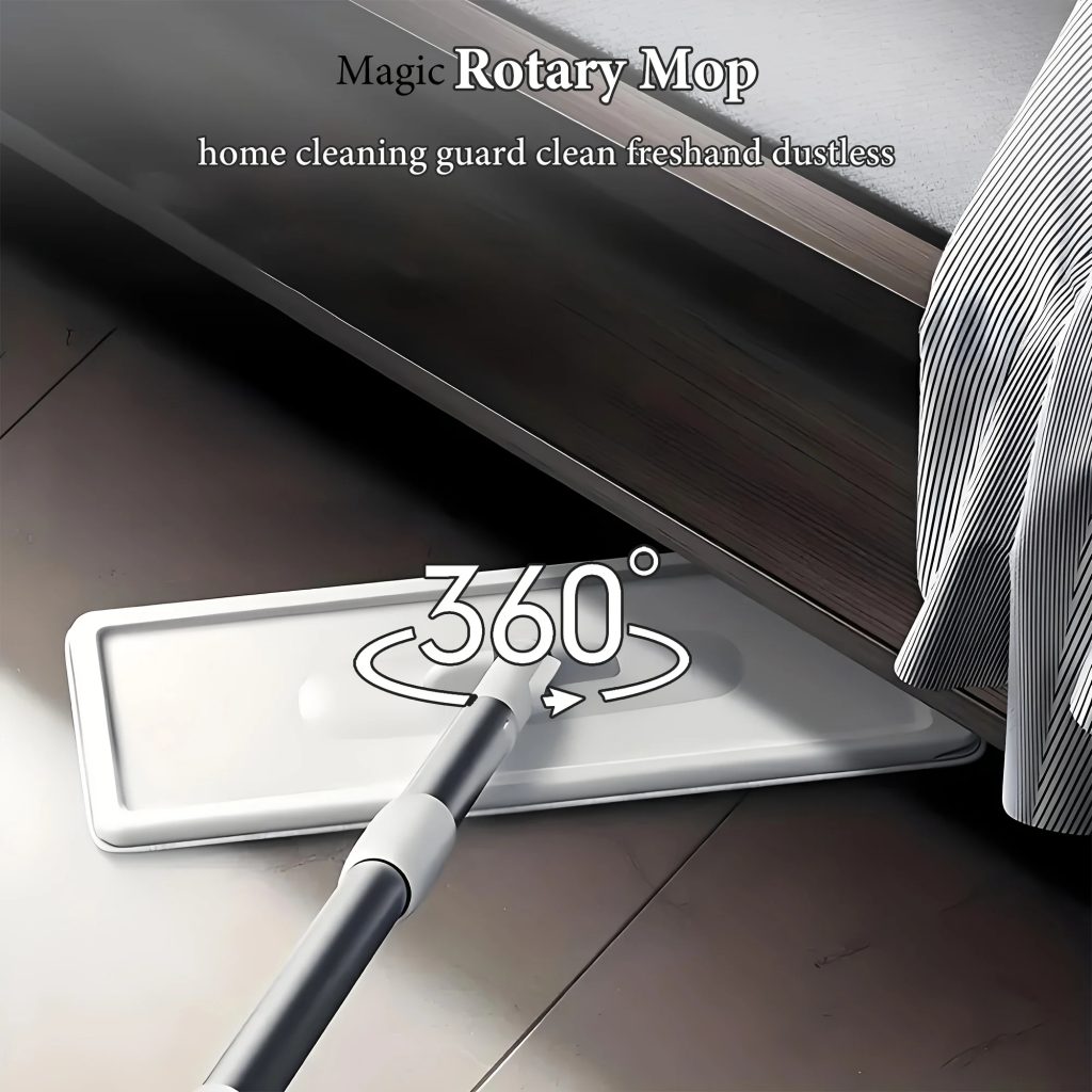 Magic Mop and Bucket Set – Spin 360 Flat Mop, Wet Dry Cleaning Tool for Home, Kitchen, Bathroom Floorsincluding four mops