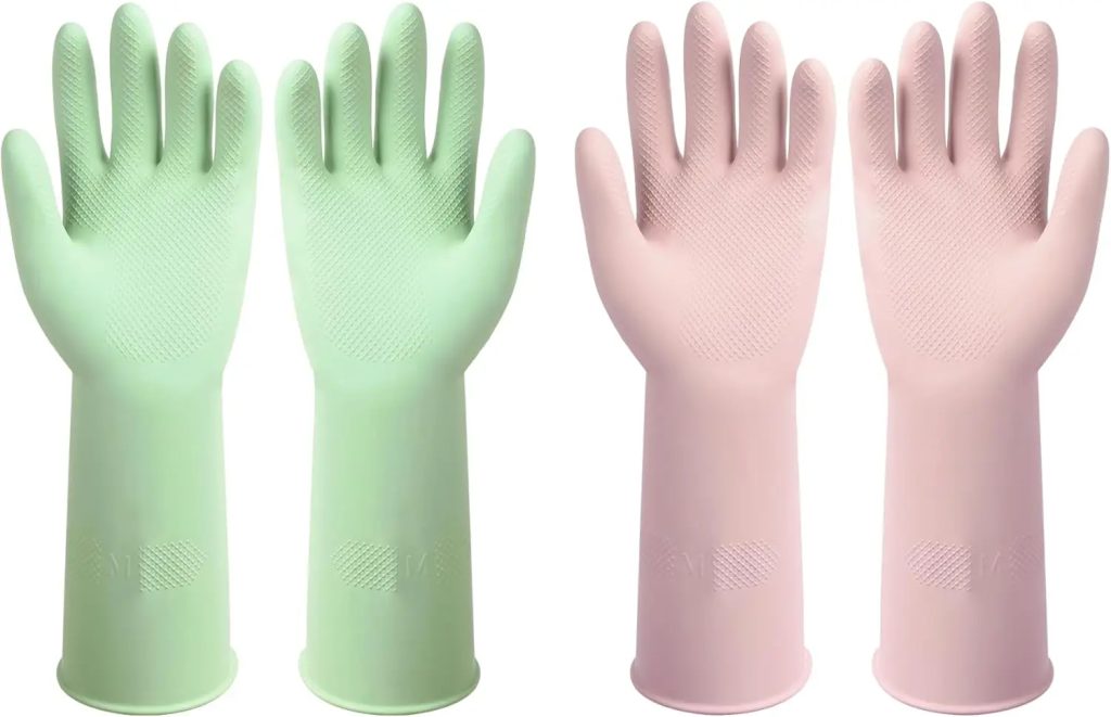 Dishwashing Rubber Gloves Reusable Kitchen Gloves 2Pairs Cleaning Gloves for Washing Dishes Long-lasting&Non-Slip