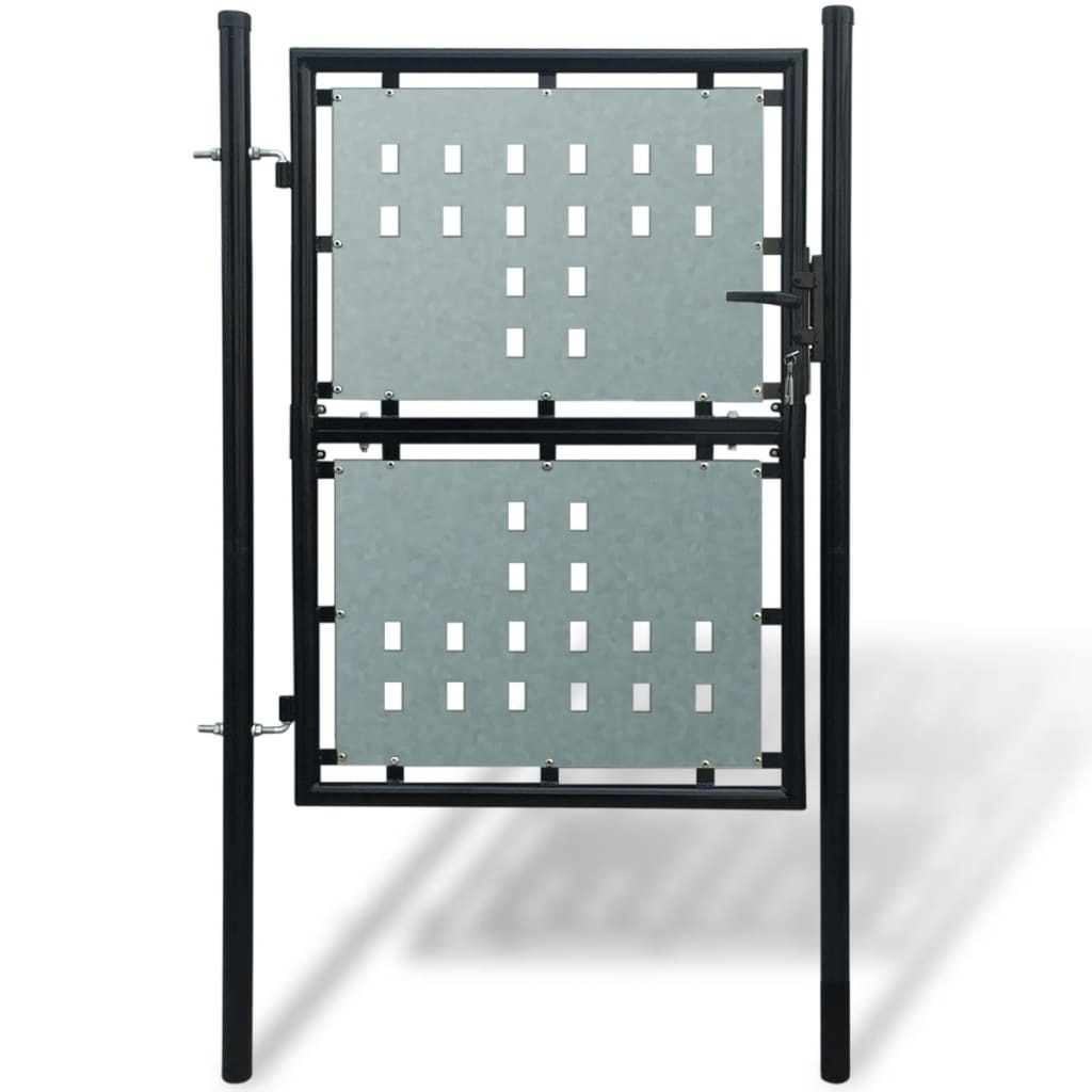 Black Single Door Fence Gate 39.4x49.2