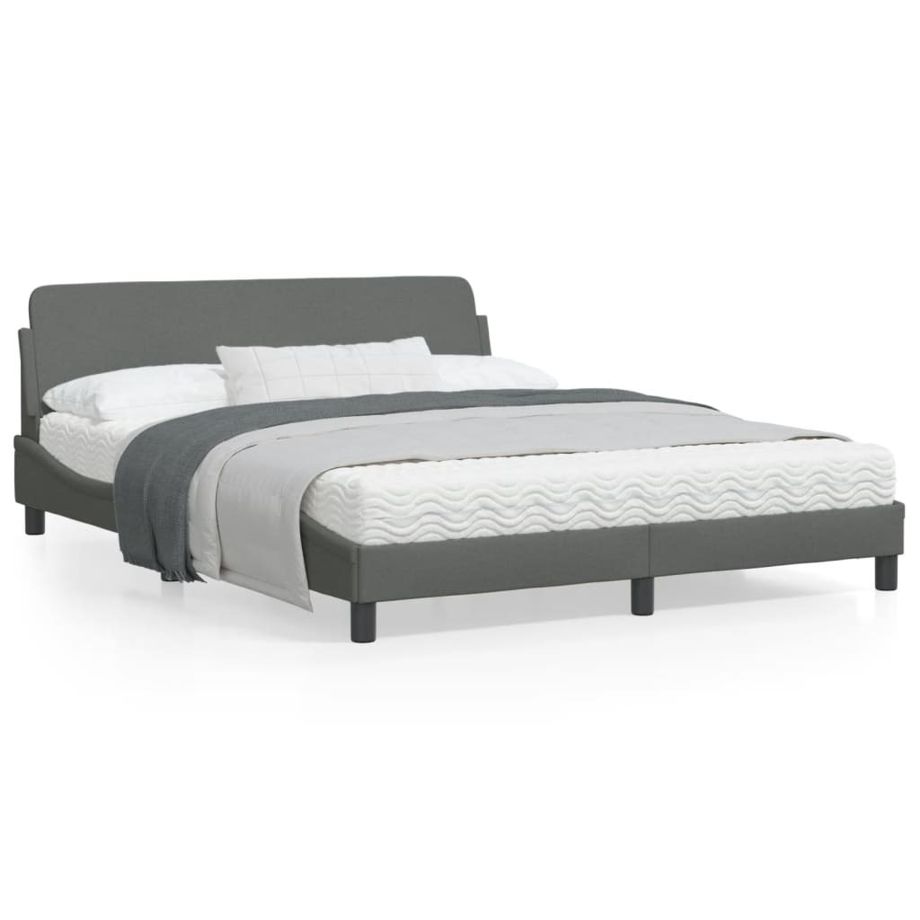 Bed Frame "Dover" Dark Gray 59.8"x79.9" Fabric