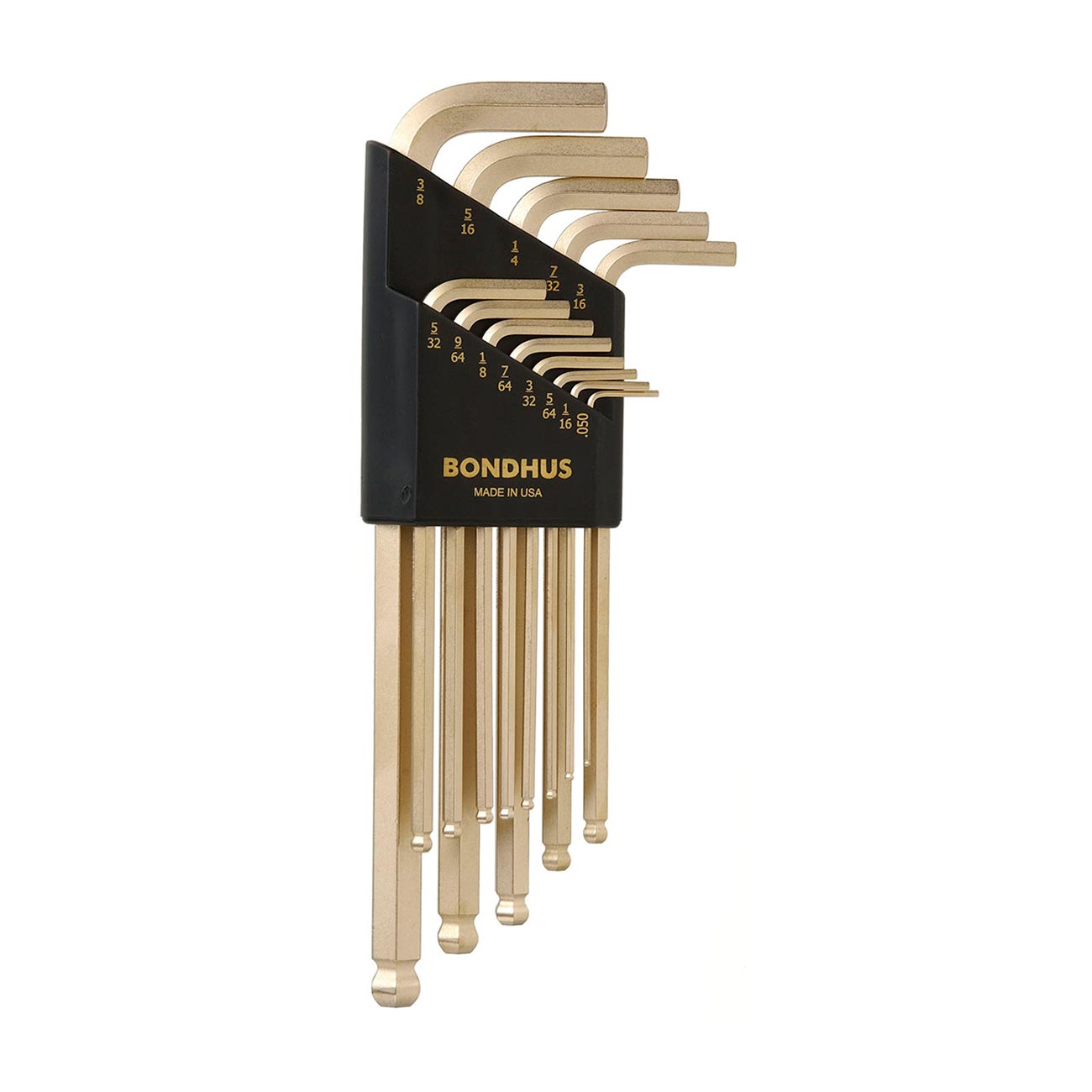 Bondhus GoldGuard Plated Balldriver SAE Ball End HEX L-Key Set (13 Piece)