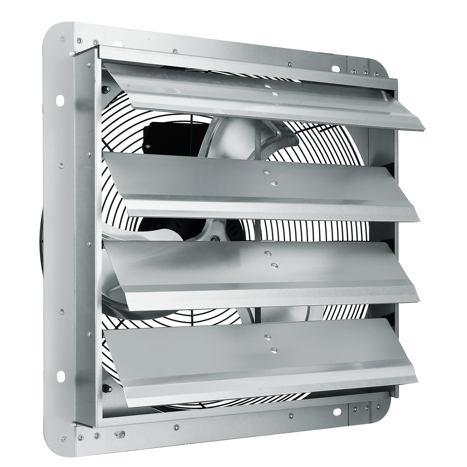 16'' Shutter Exhaust Fan, High-speed 2000 CFM, Aluminum Wall Mount Attic Fan with AC-motor, Ventilation and Cooling for Greenhouses, Garages, Sheds, Shops, FCC